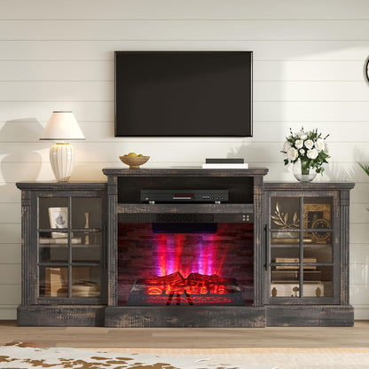 Everwood 70" Fireplace TV Stand Amerlife Dark Oak