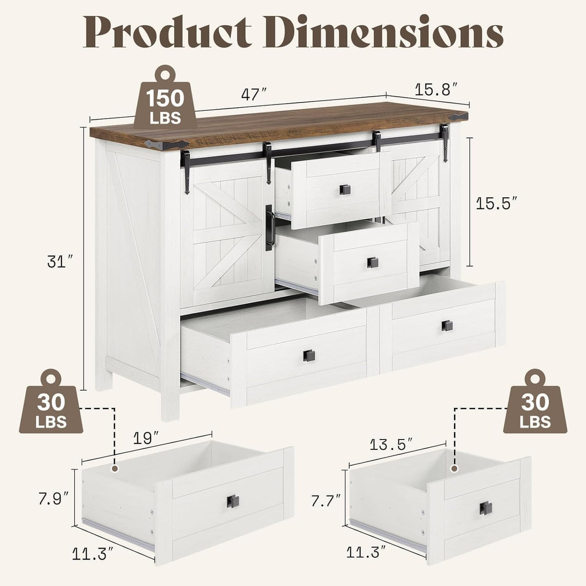 Alderman 4-Piece Bedroom Set Amerlife Full / Distressed White