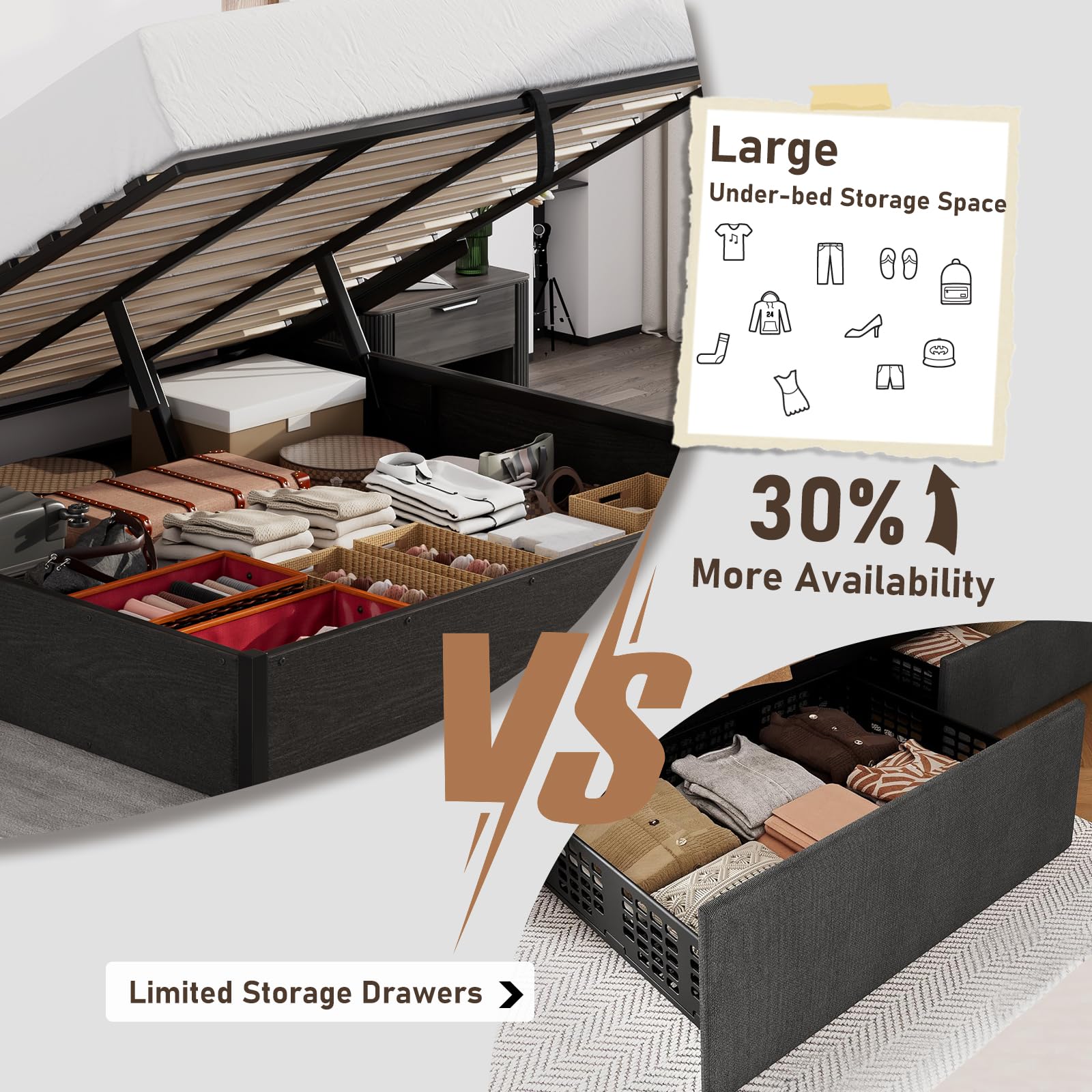 Cody Bedroom Storage Bed Set King Black