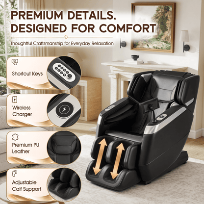 Smart 3D Zero Gravity Massage Chair-Wider Version-Black