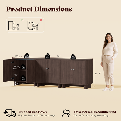 MKG002 Modular Storage Cabinet-3pc-F-walnut
