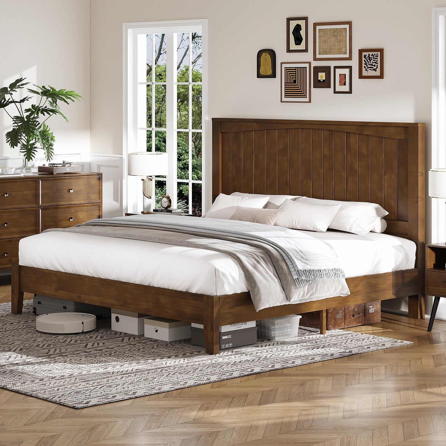 Sanderson Solid Wood Bed Frame Amerlife Queen / Brown