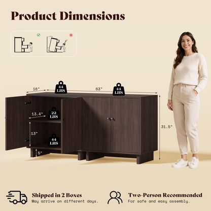 MKG002 Modular Storage Cabinet-2pc-F-walnut