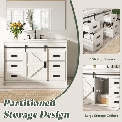 Bourbon Sliding Barn Vanity 48 inch Rustic White