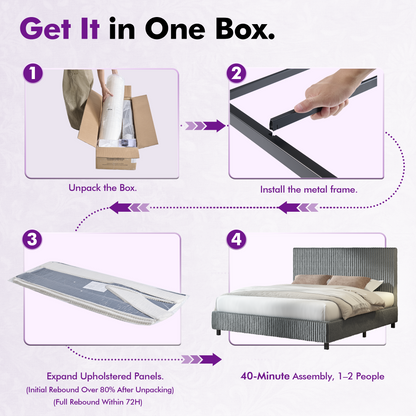 Velmure Corduroy Platform Bed Frame  Full / Grey