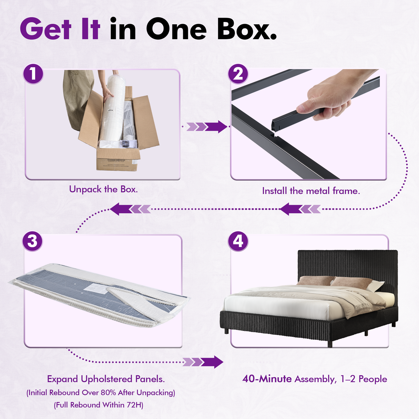 Velmure Corduroy Platform Bed Frame  Queen / Black