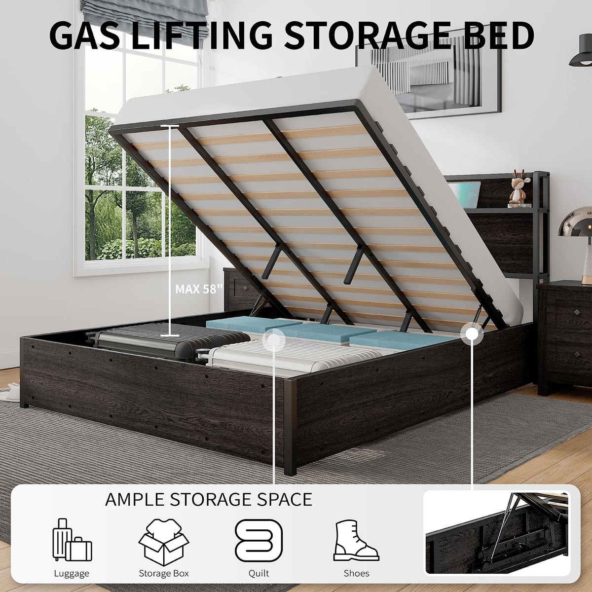 Scribe Storage Bed & 2 Nightstands 3-Piece Set King Black