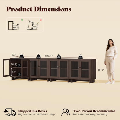MKG002 Modular Storage Cabinet-4pc-E-walnut