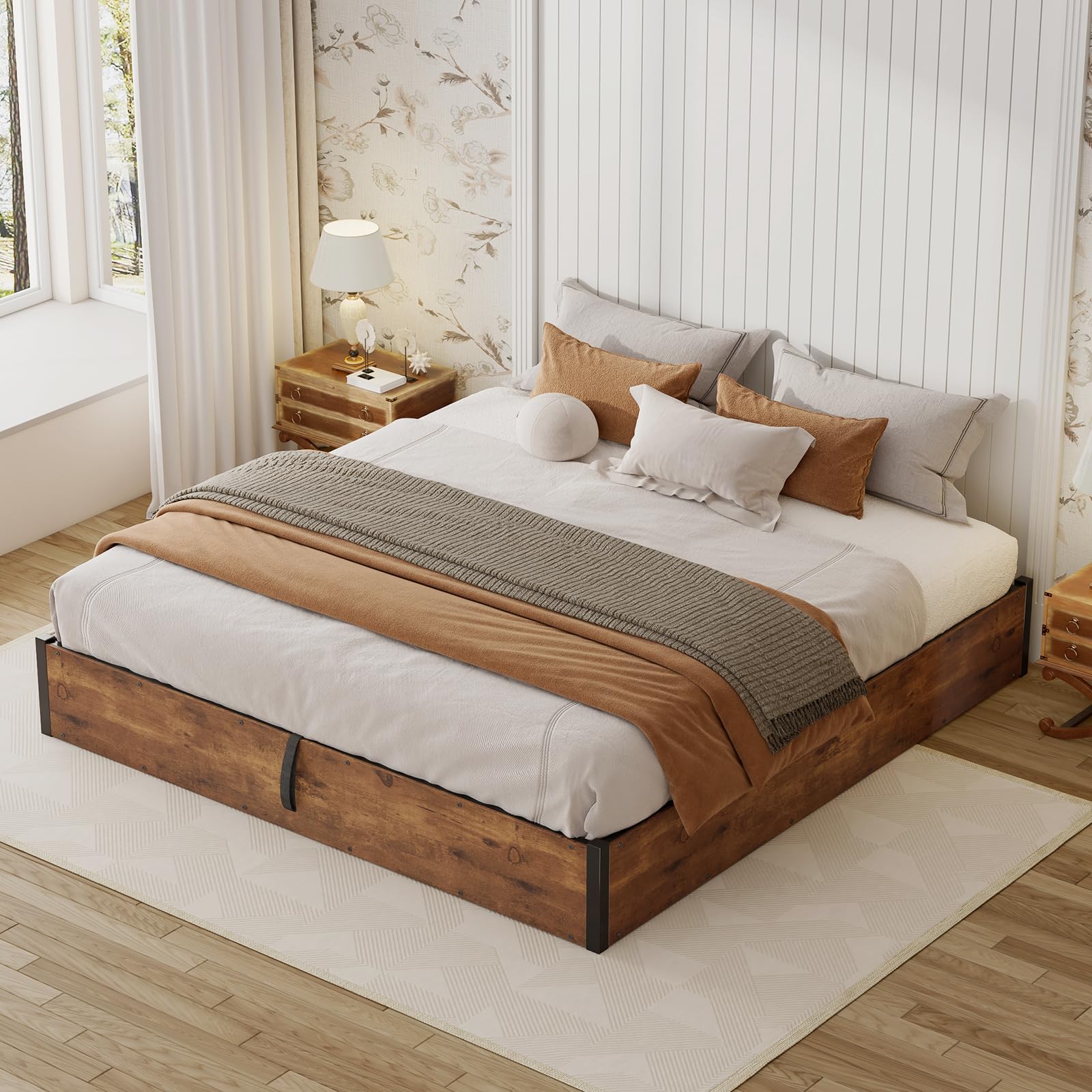 Cody Bedroom Storage Bed Set Queen Rustic Brown