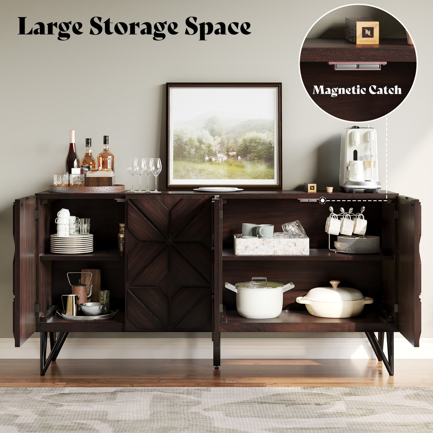 Cameo Acacia Wood Sideboard Cabinet