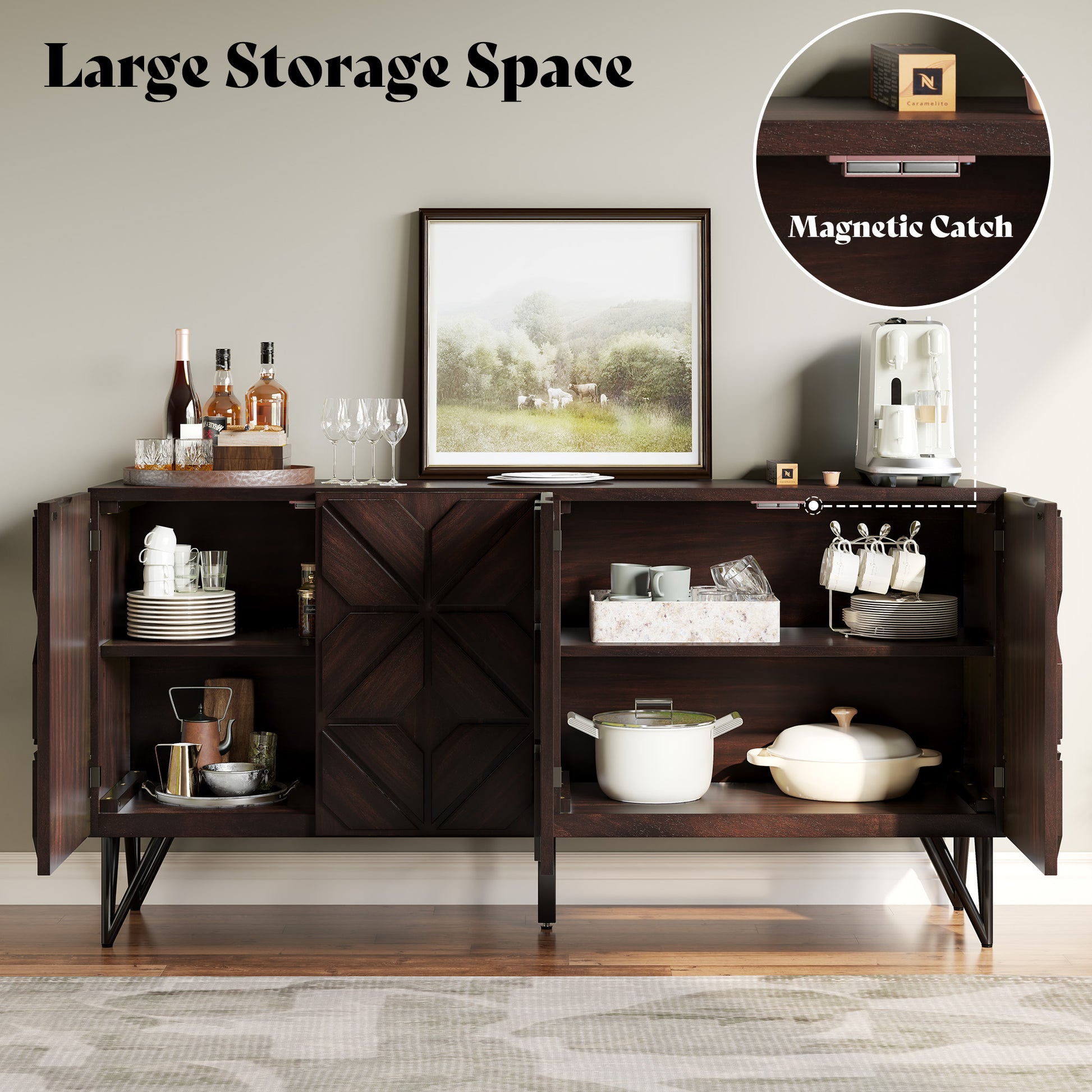Cameo Acacia Wood Sideboard Cabinet