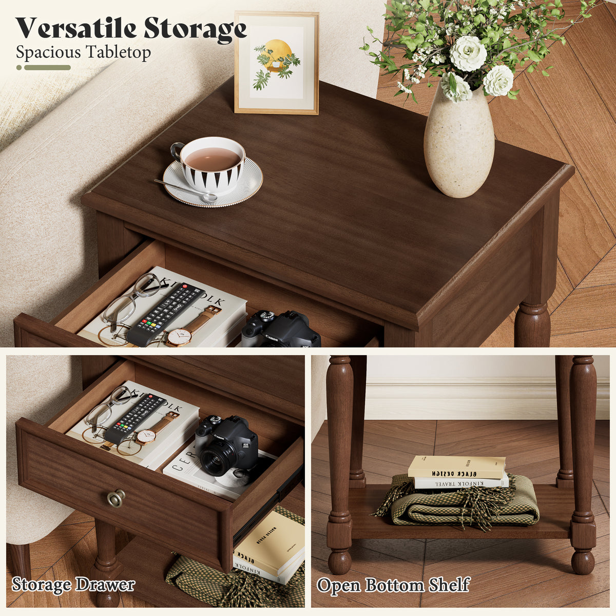 Ember Vintage Walnut Nightstand Set-Walnut