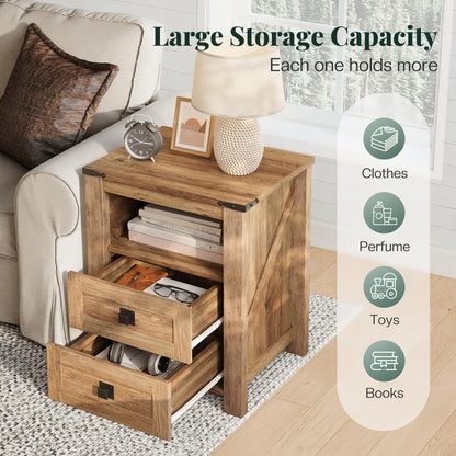 Hub Nightstand Set of 2 Amerlife Barnwood