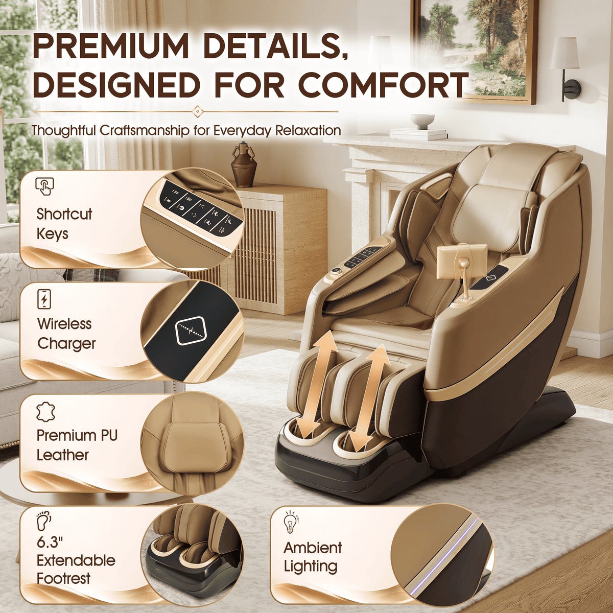 Smart 3D Zero Gravity Massage Chair-3D Massage Roller-Brown
