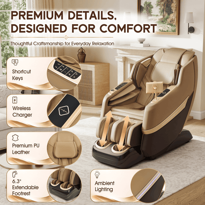 Smart 3D Zero Gravity Massage Chair-3D Massage Roller-Brown