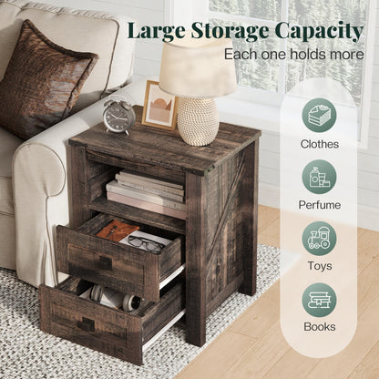 Hub Nightstand Set of 2 Amerlife Black Oak