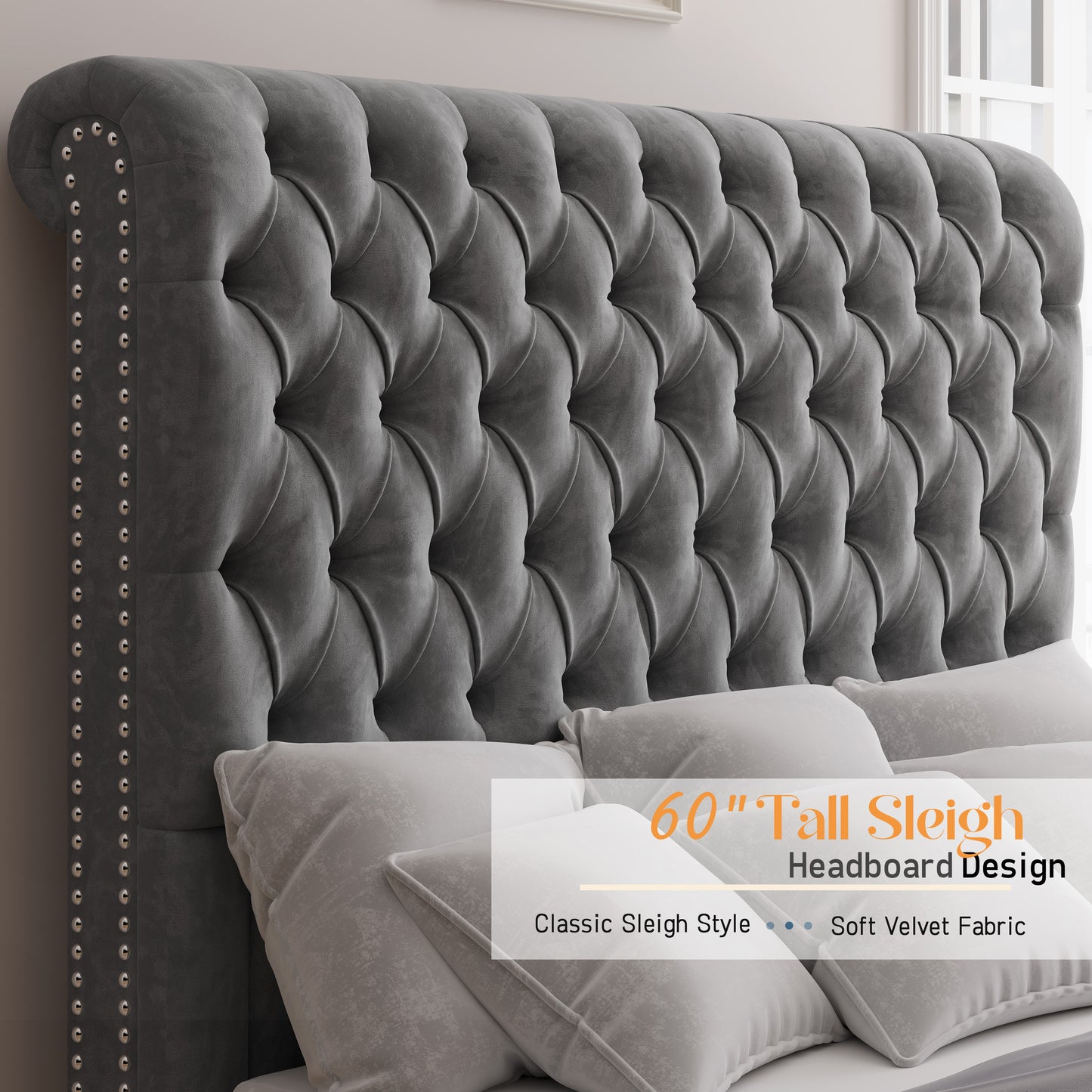 Curl Bed Frame Amerlife-Gray