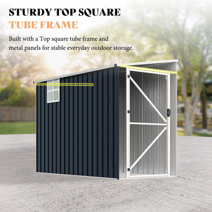 Lark Weatherproof Metal Garden Tool Shed with Sloped Roof-8x4FT