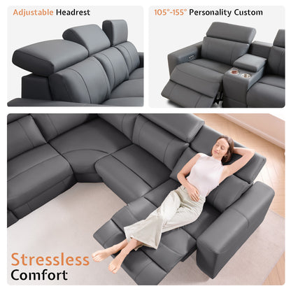Velouria Electric Reclining Sofa Gray