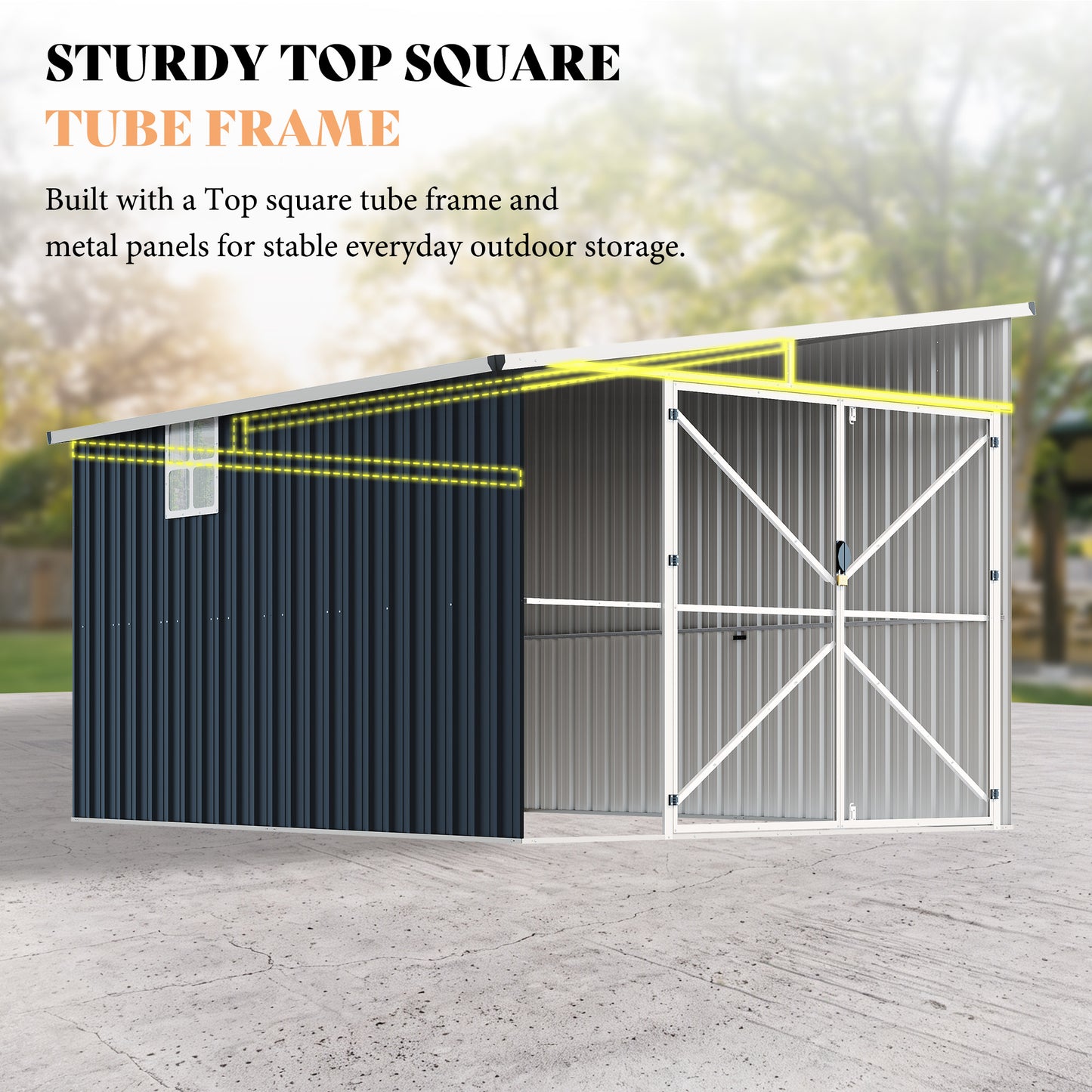 Lark Weatherproof Metal Garden Tool Shed with Sloped Roof-10x8FT