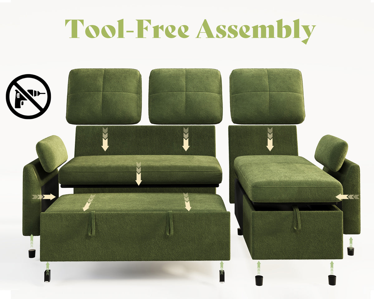 Vireli Convertible Sofa Bed Amerlife -Green