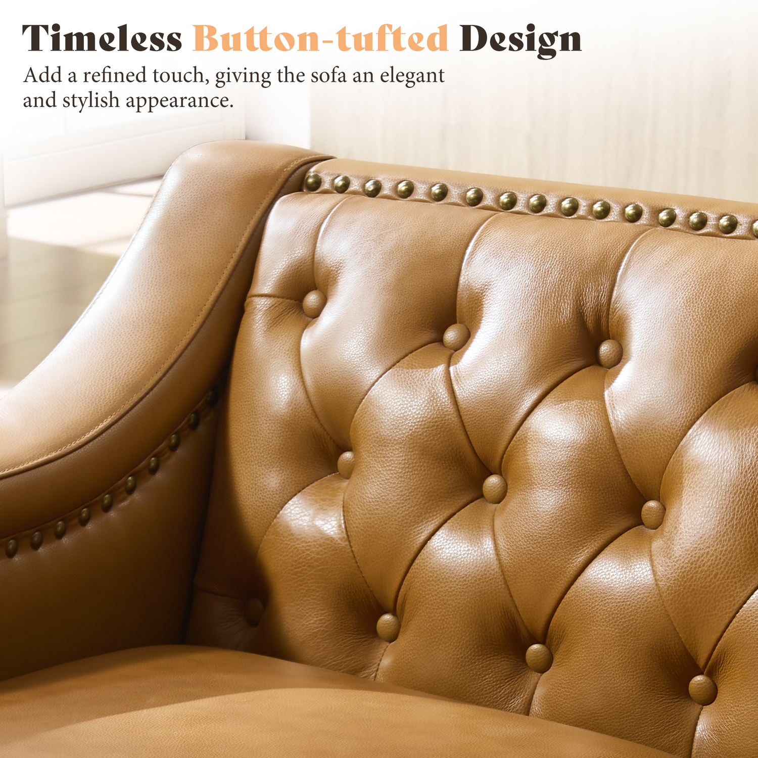 Restive Genuine Leather Chesterfield Sofa Amerlife 