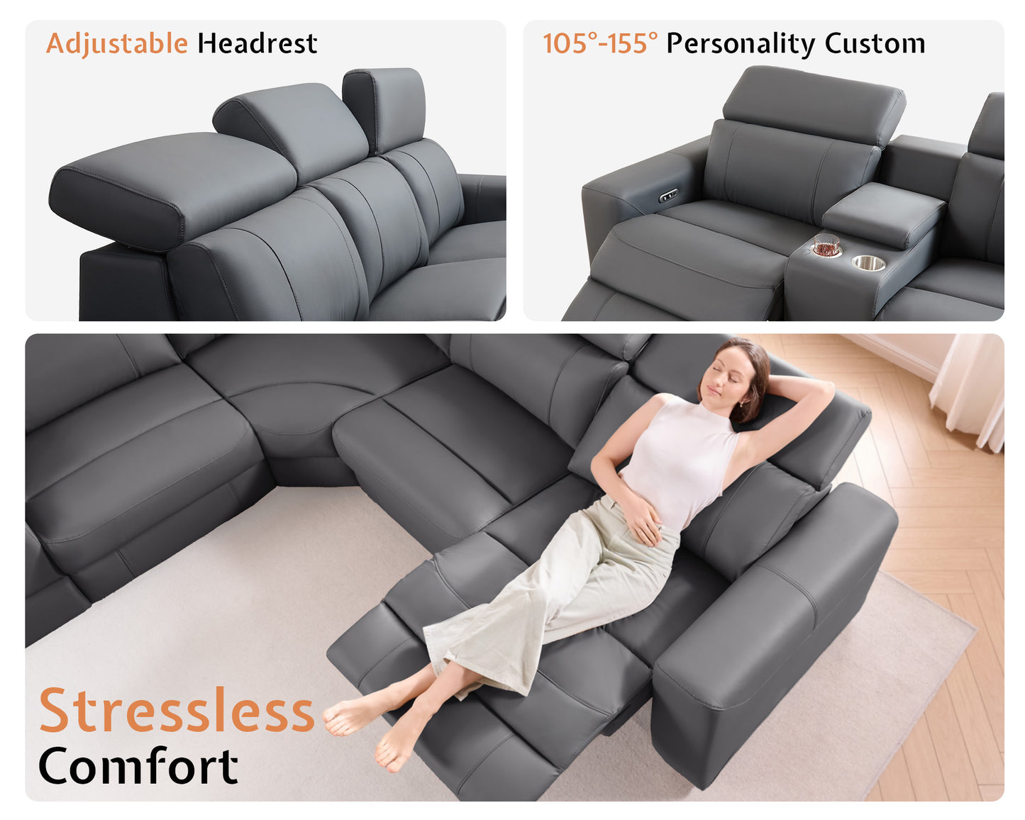 Velouria Electric Reclining Sofa Gray