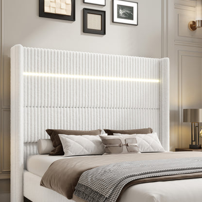Warren Faux-Fur Bed Frame Amerlife White / California king