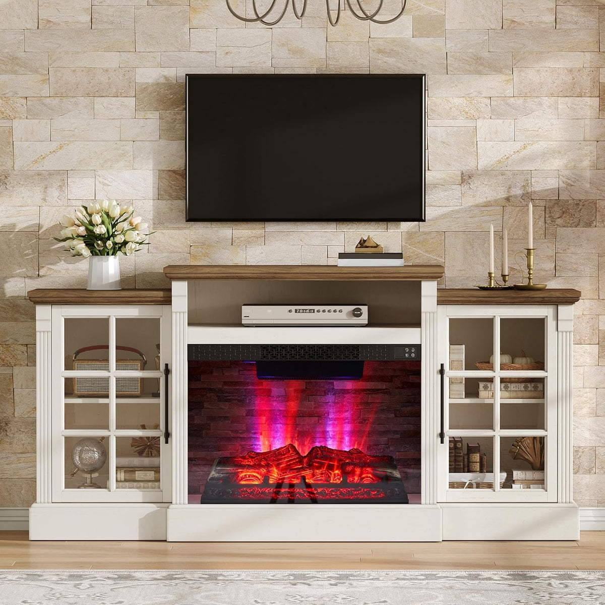 Everwood 70" Fireplace TV Stand Amerlife White
