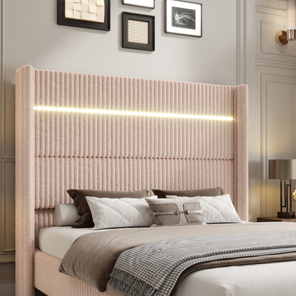 Warren Faux-Fur Bed Frame Amerlife Beige / California king