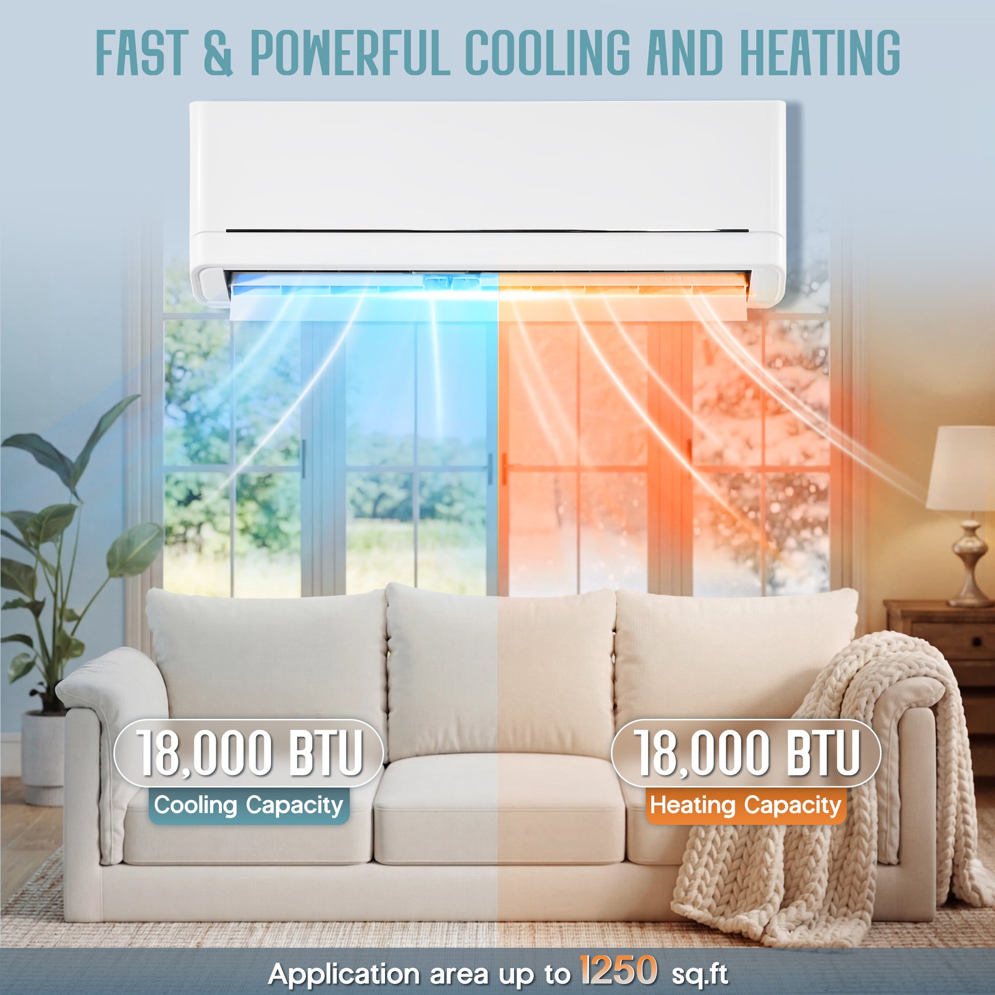 Whisper Ductless Mini Split AC and Heating System-18000BTU-220V