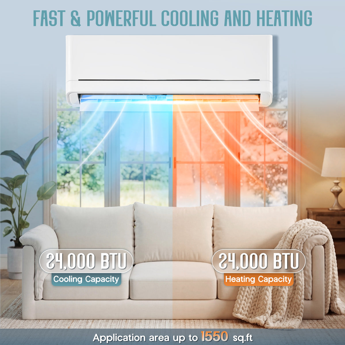 Whisper Ductless Mini Split AC and Heating System-24000BTU-220V