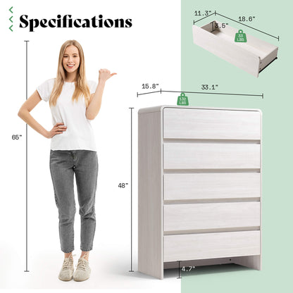 Garyon Modern 5-Drawer Storage Dresser _White
