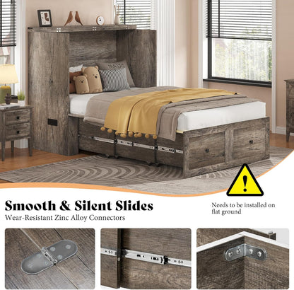 Colton Foldable Murphy Bed Amerlife Twin / Rustic Grey