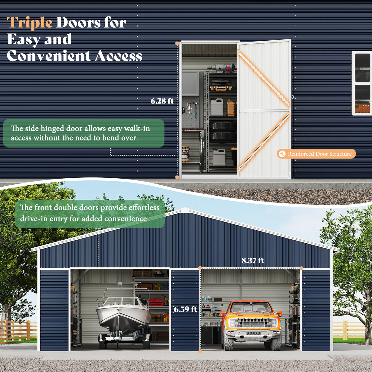 Extra Large Outdoor Metal Garage Shed Amerlife 25x30x11.5 FT 