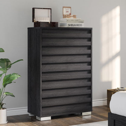 Sequoia Bedroom Set with Fluted Headboard-F-Black