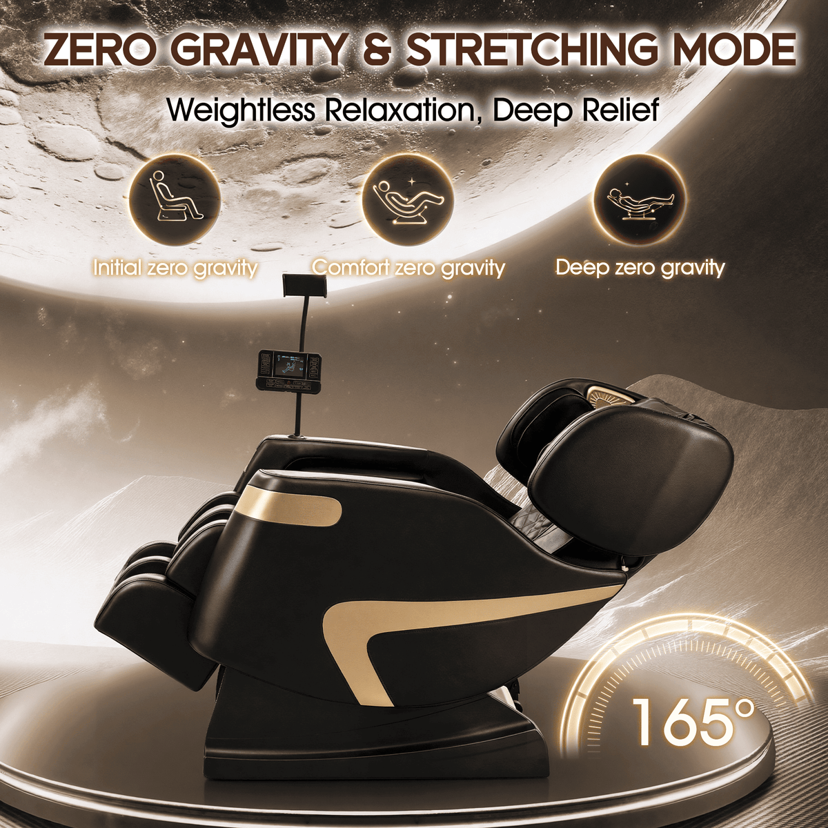 Smart 3D Zero Gravity Massage Chair-Wider Version-Black & Gold