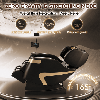 Smart 3D Zero Gravity Massage Chair-Wider Version-Black & Gold