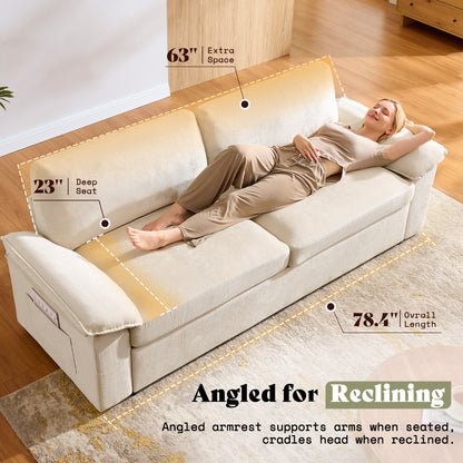 AMERLIFE 78in Loveseat Sofa, Cloud Couch for Living Room, Beige