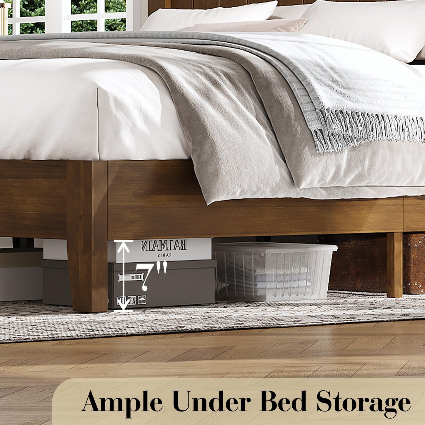 Sanderson Solid Wood Bed Frame Amerlife King / Brown