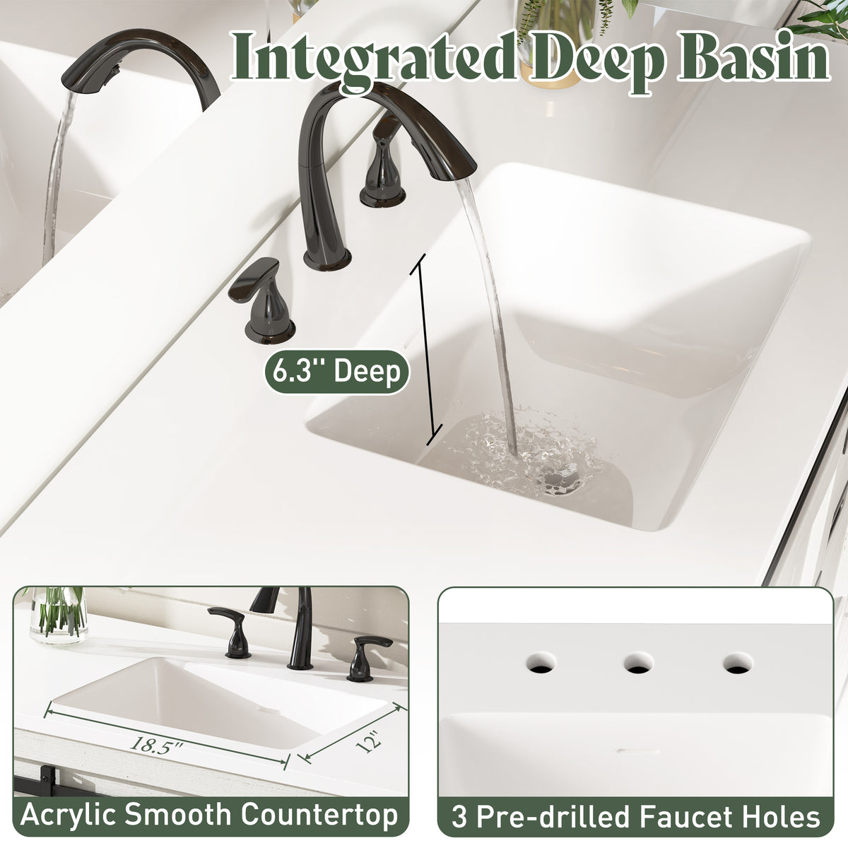 Bourbon Sliding Barn Vanity 24 inch Rustic White