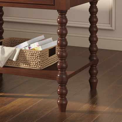 Spindle Solid Wood Nightstand  Dark Walnut / 1PC