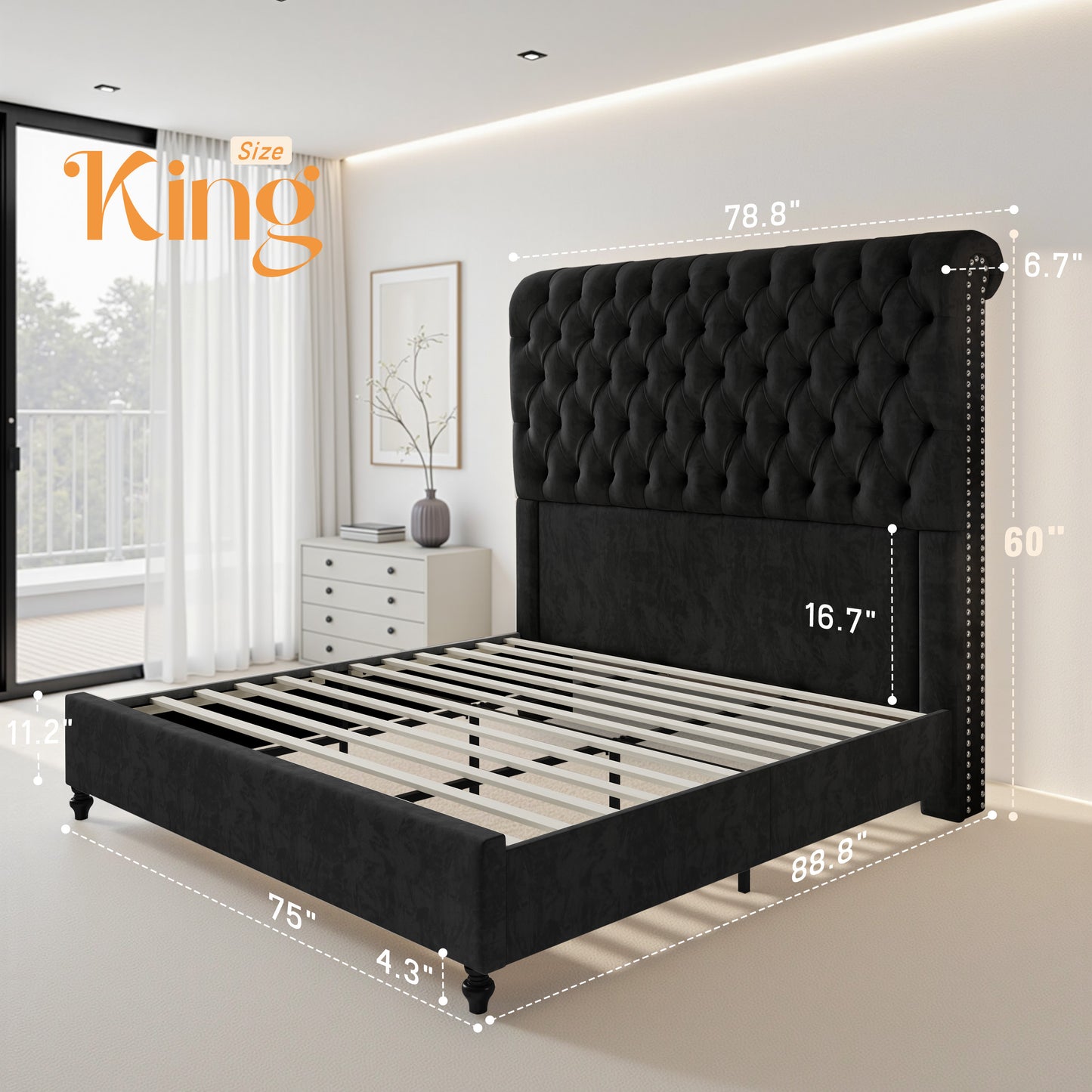 Curl Bed Frame Amerlife-Black
