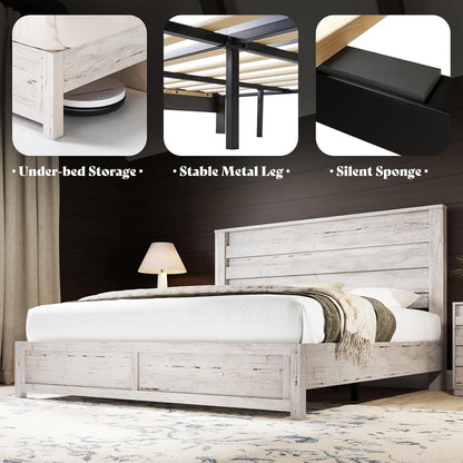 Sequoia Bedroom Set with Fluted Headboard-F-Distressed White