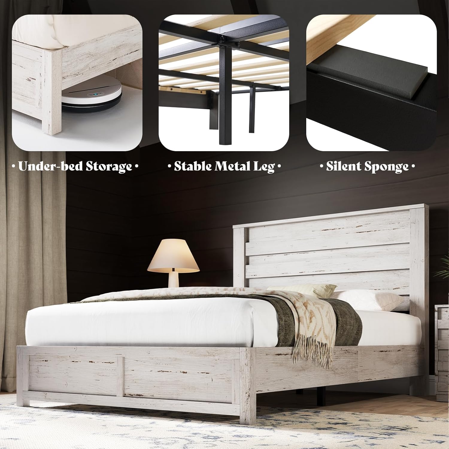Sequoia Bedroom Set with Fluted Headboard-K-Distressed White