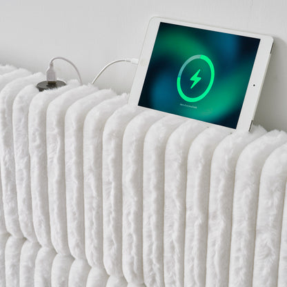Warren Faux-Fur Bed Frame Amerlife White / California king