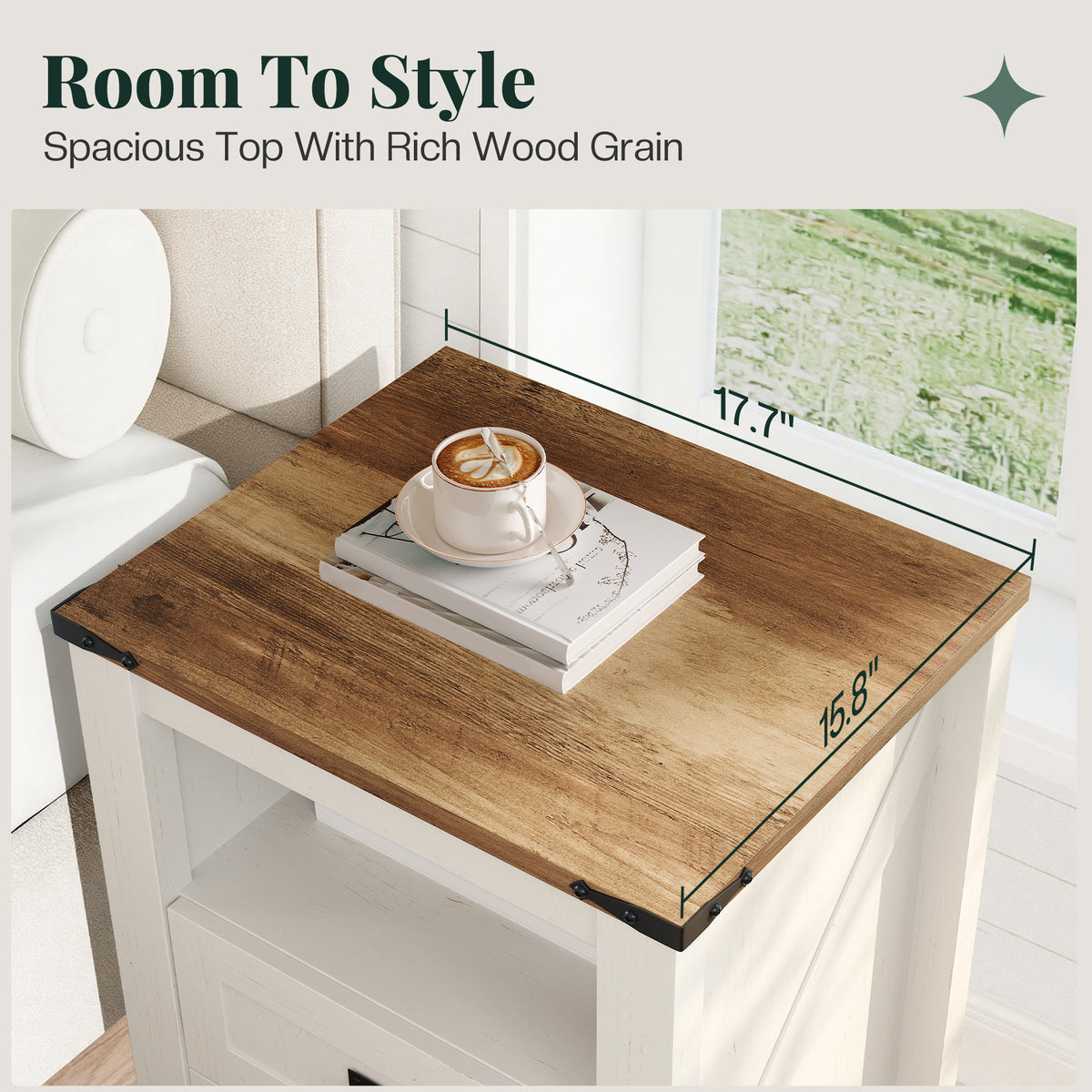 Hub Nightstand Set of 2 Amerlife White ＆Brown