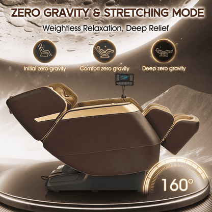 Smart 3D Zero Gravity Massage Chair-Wider Version-Brown