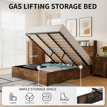 Scribe Storage Bed & 2 Nightstands 3-Piece Set Full Rustic Brown