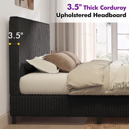 Velmure Corduroy Platform Bed Frame  King / Black